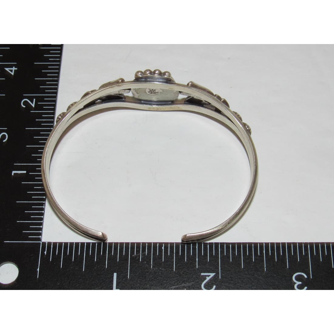 Navajo Royston Turquoise Stacker Cuff Sterling Hand Etched Bracelet B. Platero