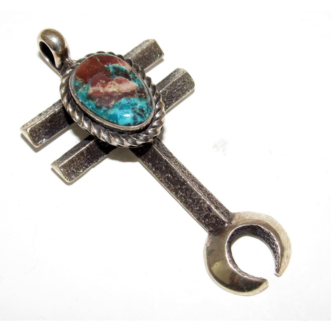 Navajo Tufa Cast Dragonfly Cross Pendant Naja Red Mountain Turquoise