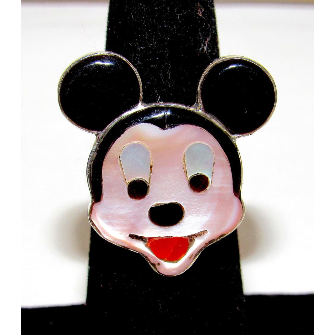 Zuni Mickey Mouse Ring Sz 6 Adjustable Don Dewa Sterling Silver