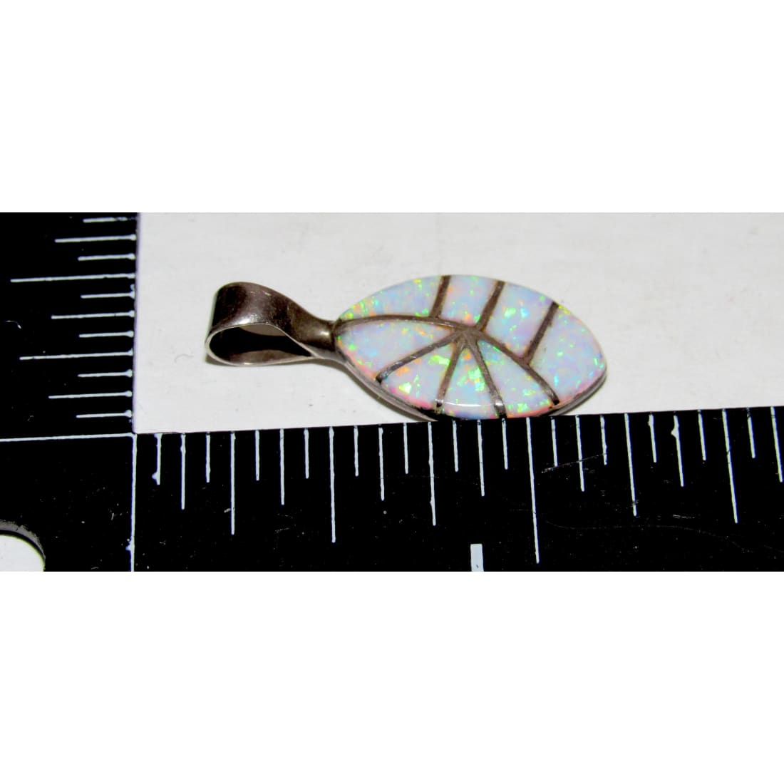 Vintage Navajo Opal Inlay Pendant Sterling Silver Signed