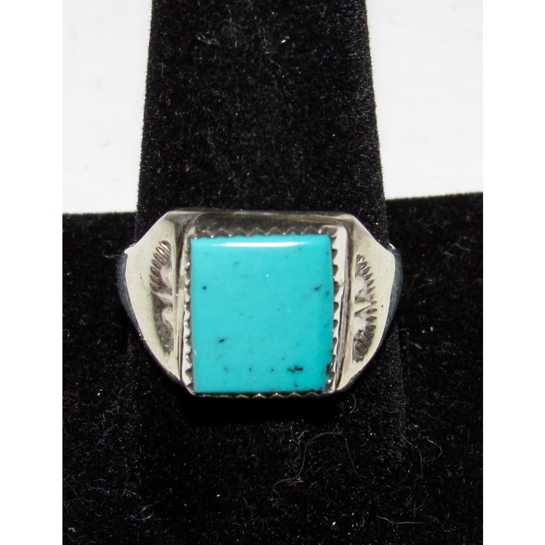 Navajo Sleeping. Beauty Turquoise Men Ring Sz 10.5 Sterling Silver