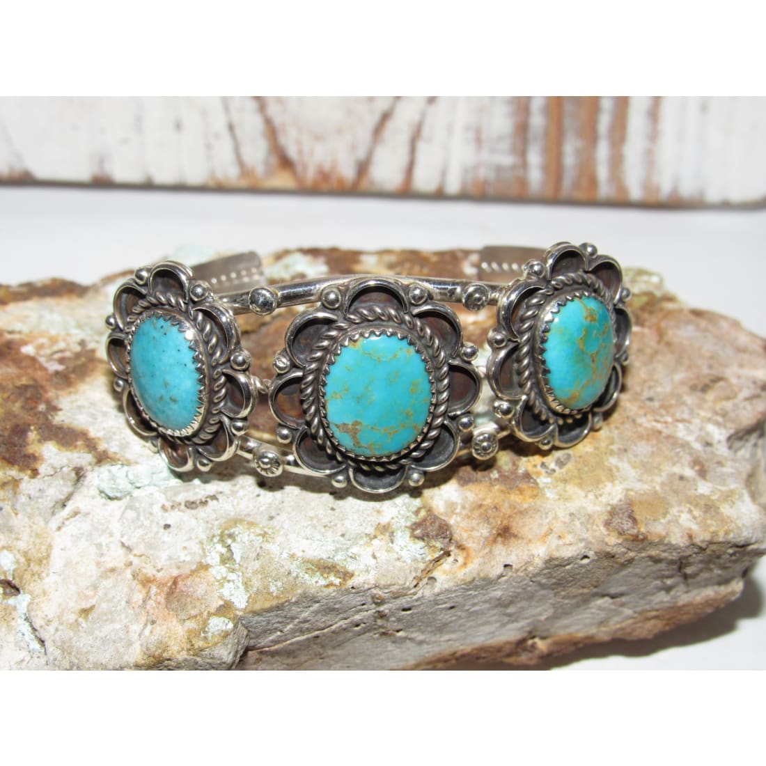 Navajo Royston Turquoise Sterling Cuff Bracelet Native American J Begay