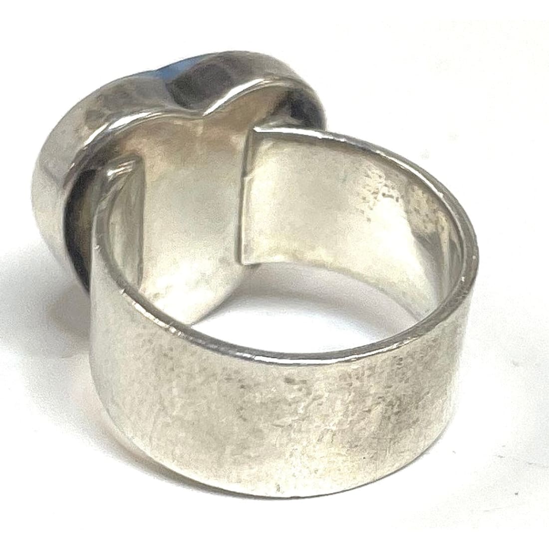 Navajo Lapis Heart Ring Sz 7 Sterling Silver J Poyer Signed