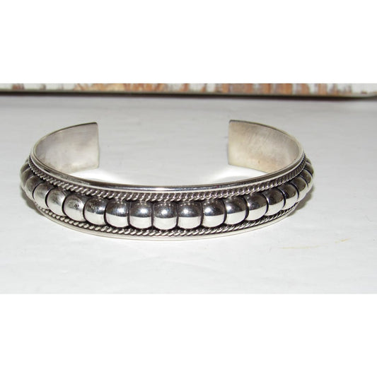 Navajo Sterling Silver Cuff Bracelet Tom Charley Native American Stacker