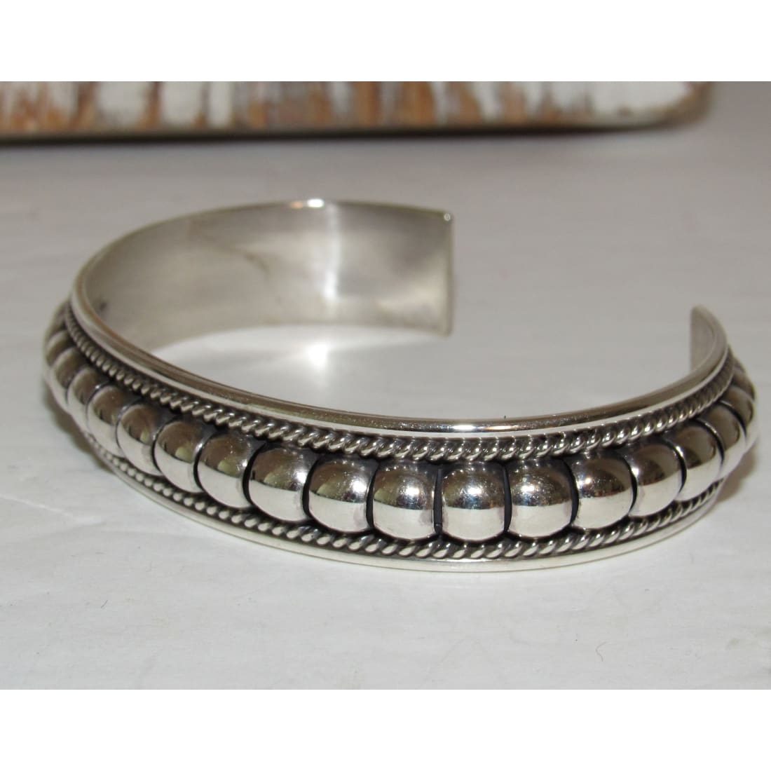 Navajo Sterling Silver Cuff Bracelet Tom Charley Native American Stacker