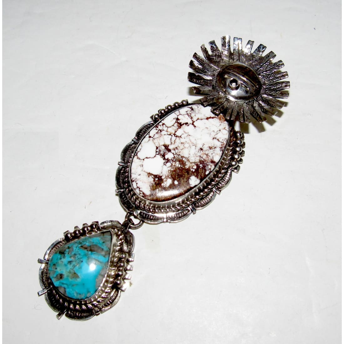 Massive Navajo Kachina Pendant Wild Horse Turquoise Sterling Bennie Ration