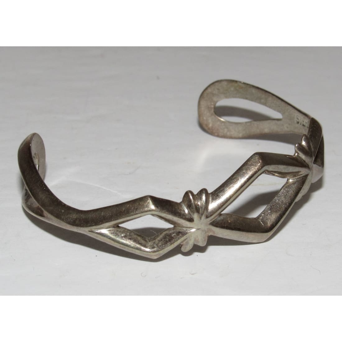 Vintage Navajo Sterling Silver Sand Cast Cuff Bracelet B. Yazzie
