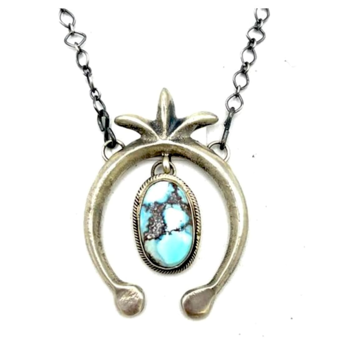 Navajo Golden Hills Turquoise Naja Bar Necklace Squash Blossom