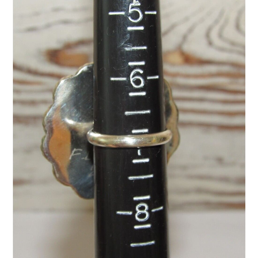 Zuni Turquoise Inlay Statement Ring Sz 7 F. Lowsayatee Sterling Silver