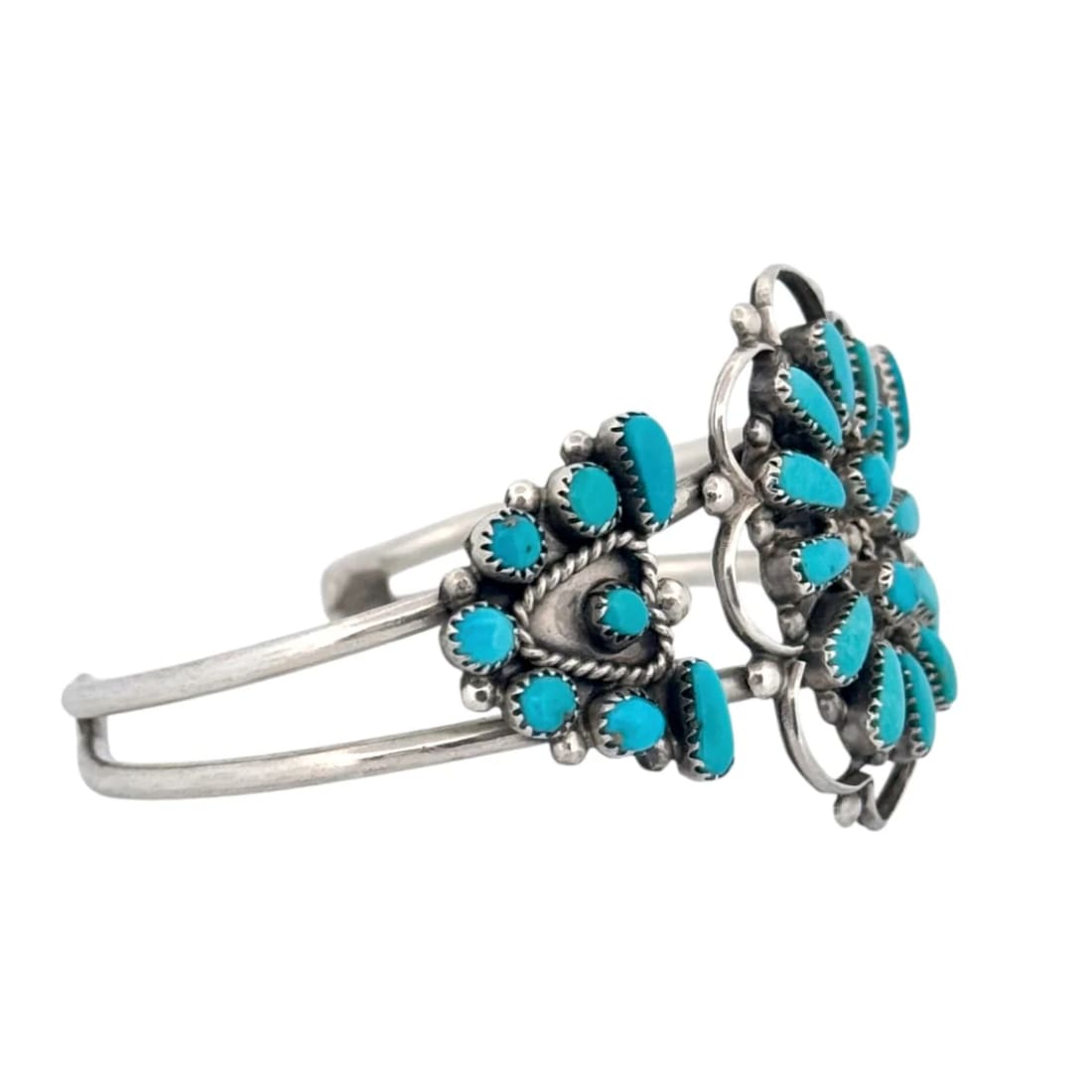 Vintage Zuni Snake Eye Turquoise Cuff Bracelet Sterling Silver Old Pawn