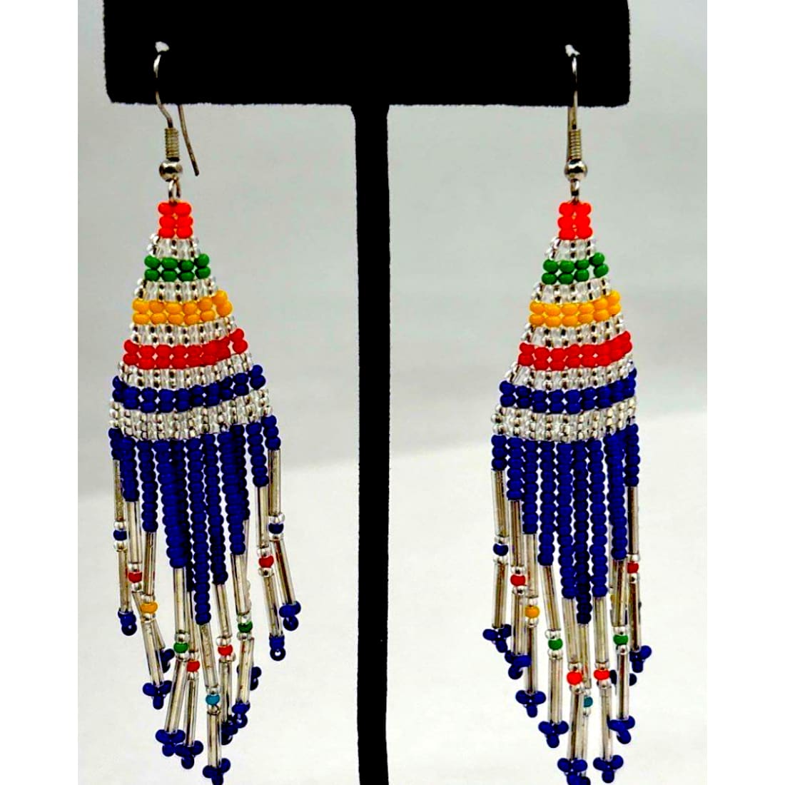 Vintage Native American Beaded Dangle Earrings - Plains Indigenous Artist