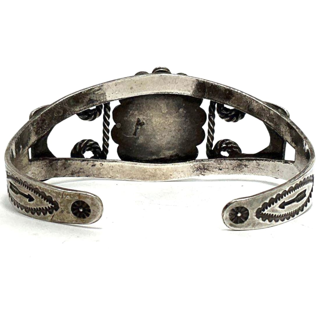 Vintage Navajo Turquoise Thunderbird Bracelet Navajo Ingot Sterling Silver