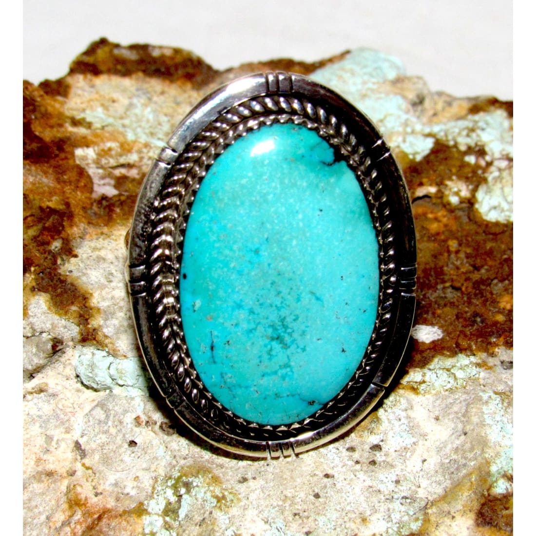 Massive Navajo Royston Turquoise Statement Ring Sz 10 Sterling Silver