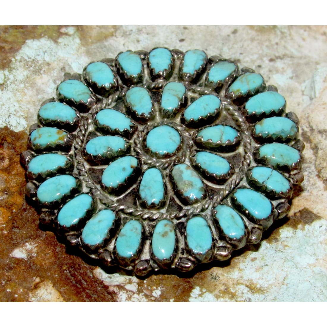 Vintage Navajo Cluster Brooch Pin Pendant Larry Moses Begay Sterling Silver
