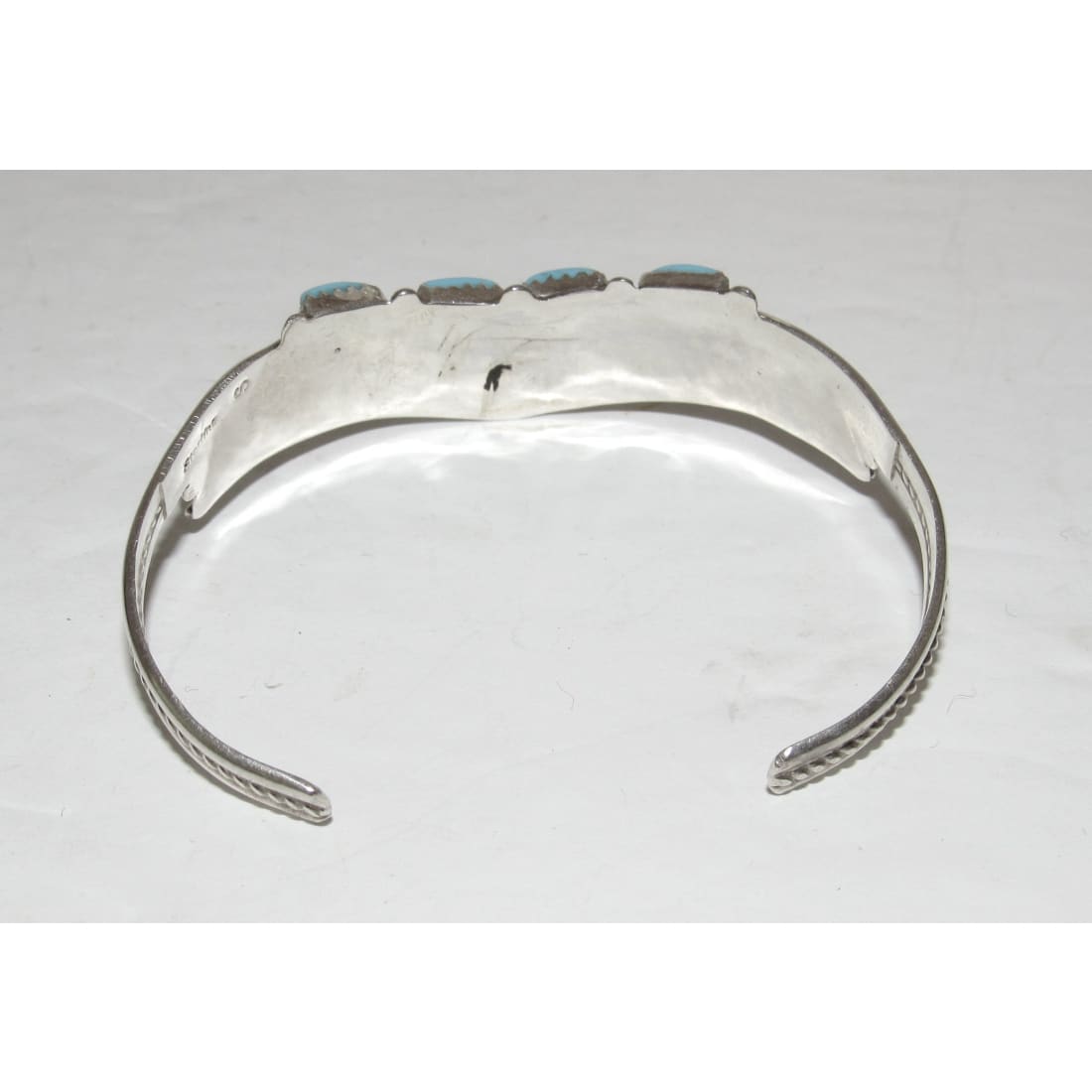 Vintage Zuni Petit Point Turquoise Cuff Bracelet Sterling Silver