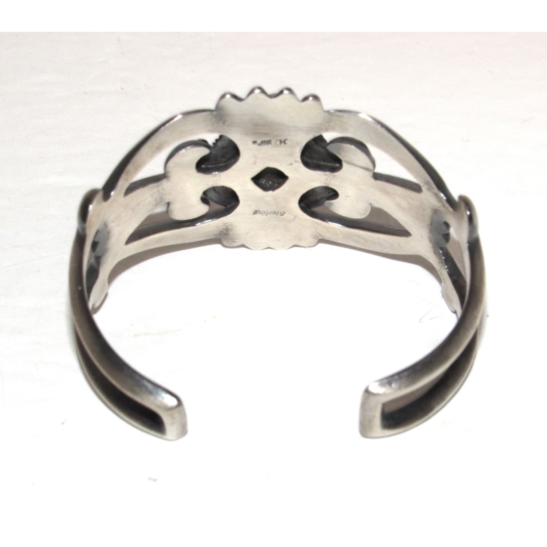 Navajo Royston Turquoise Cuff Bracelet Sand Cast Sterling Silver H.Bitsue