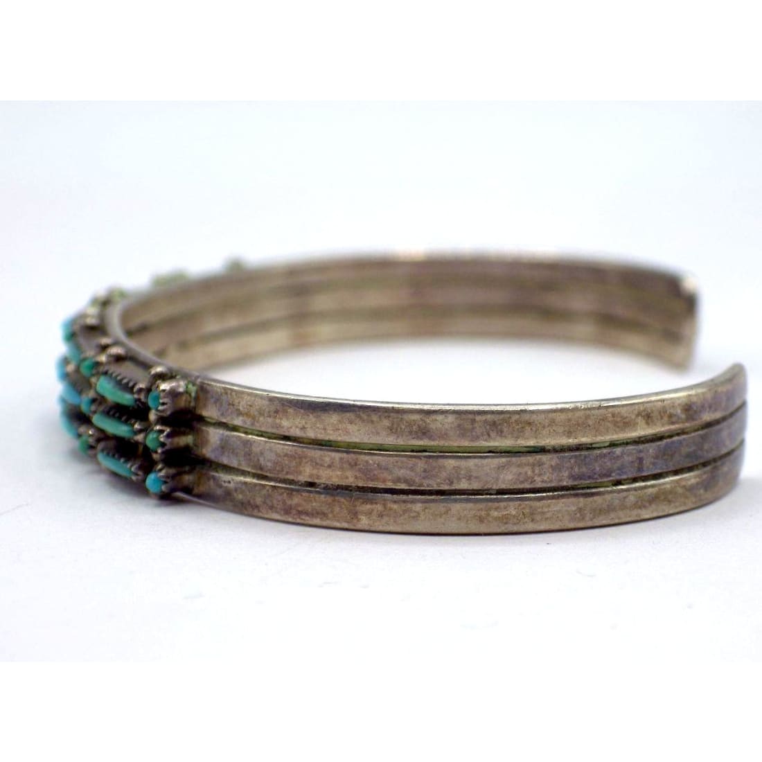 Vintage Zuni Turquoise Petit Point Cuff Bracelet Sterling Silver