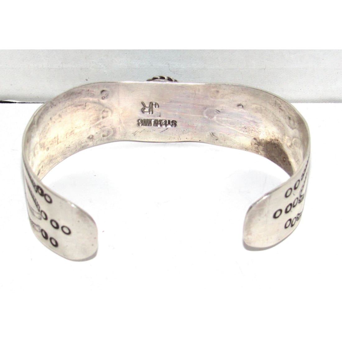 Vintage Navajo Ingot Cuff Bracelet Kingman Turquoise Sterling Silver Signed