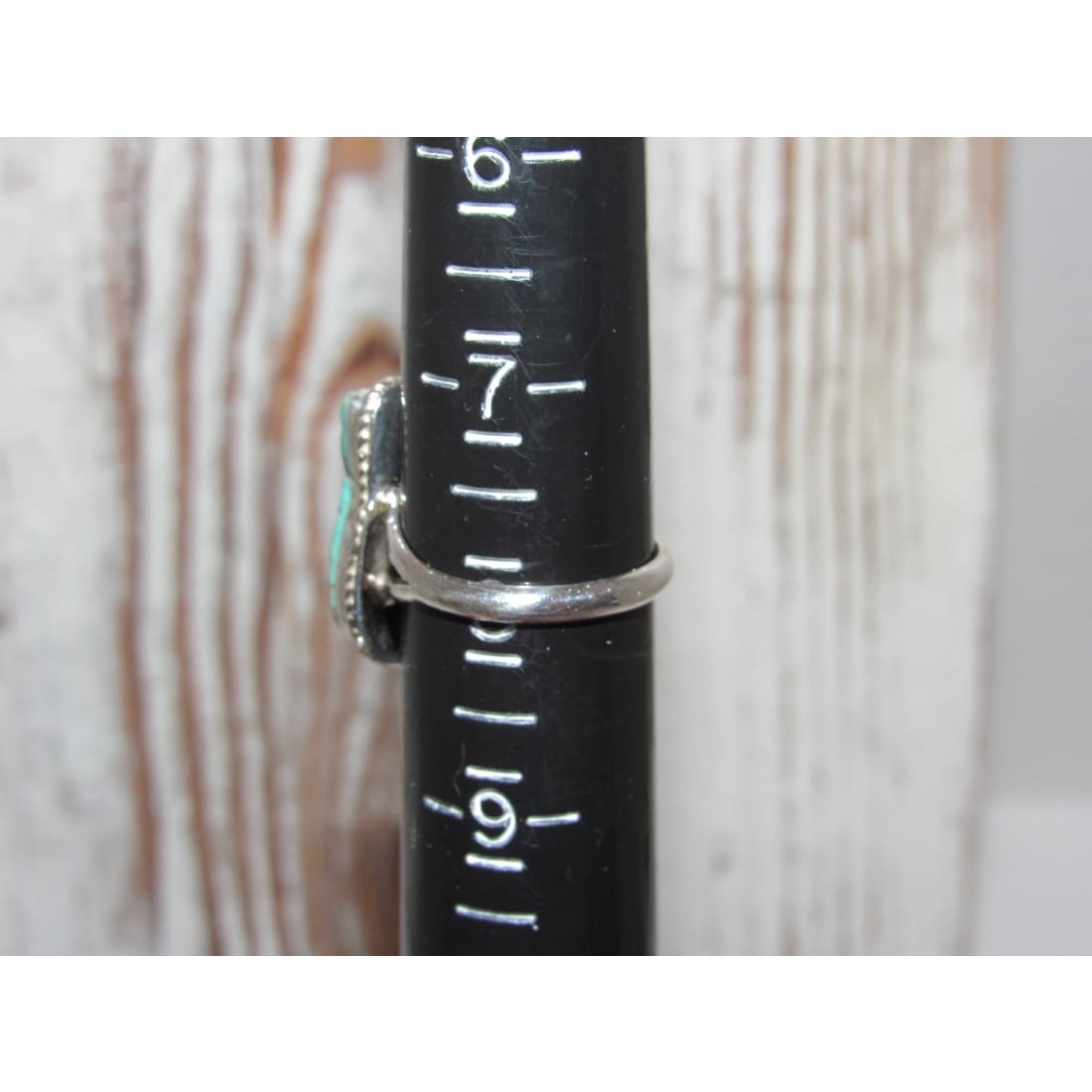 Zuni Carved Royston Turquoise Leaf Ring Size 8 Sterling Silver Native American