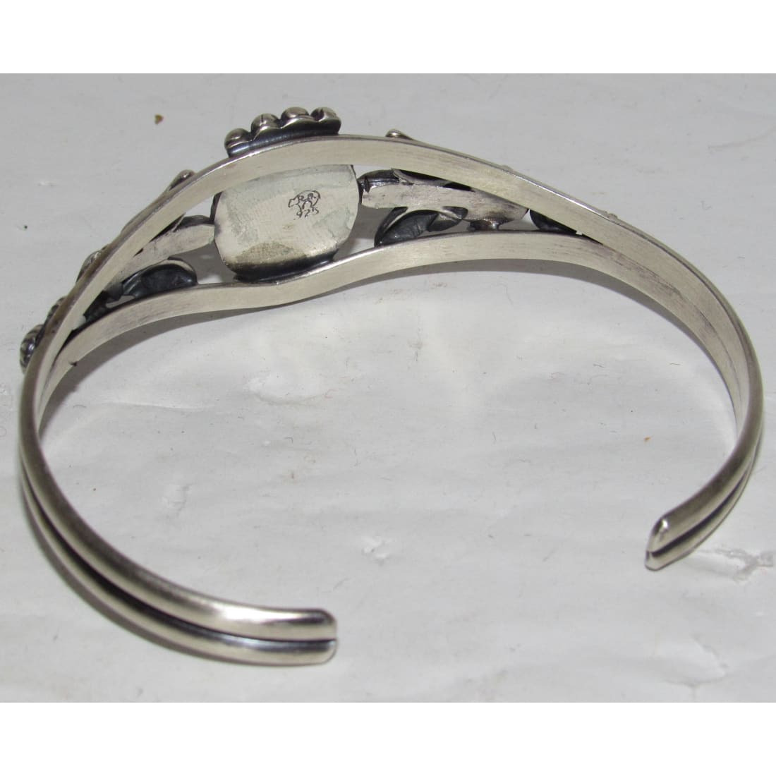 Navajo Royston Turquoise Stacker Cuff Sterling Hand Etched Bracelet B. Platero