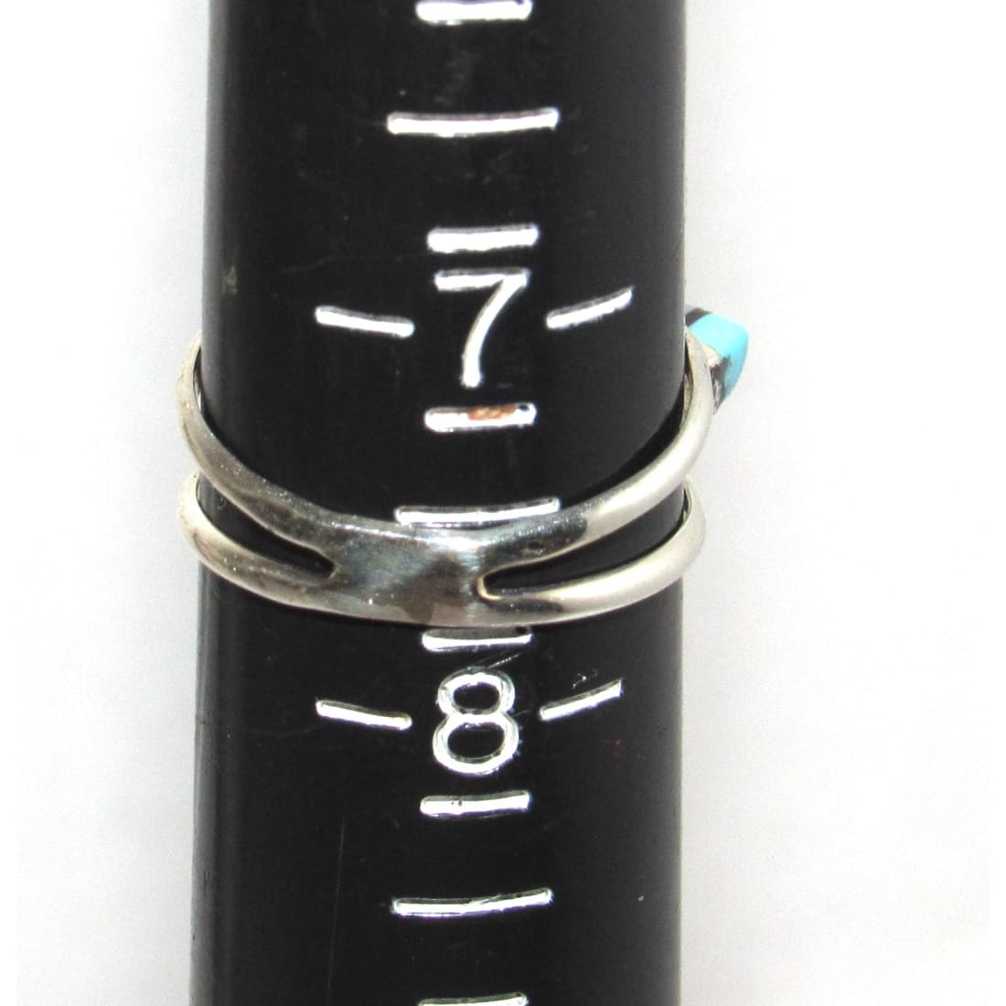 Vintage Zuni 3D Turquoise MOP Inlay Band Ring Size 7.5 Sterling Silver
