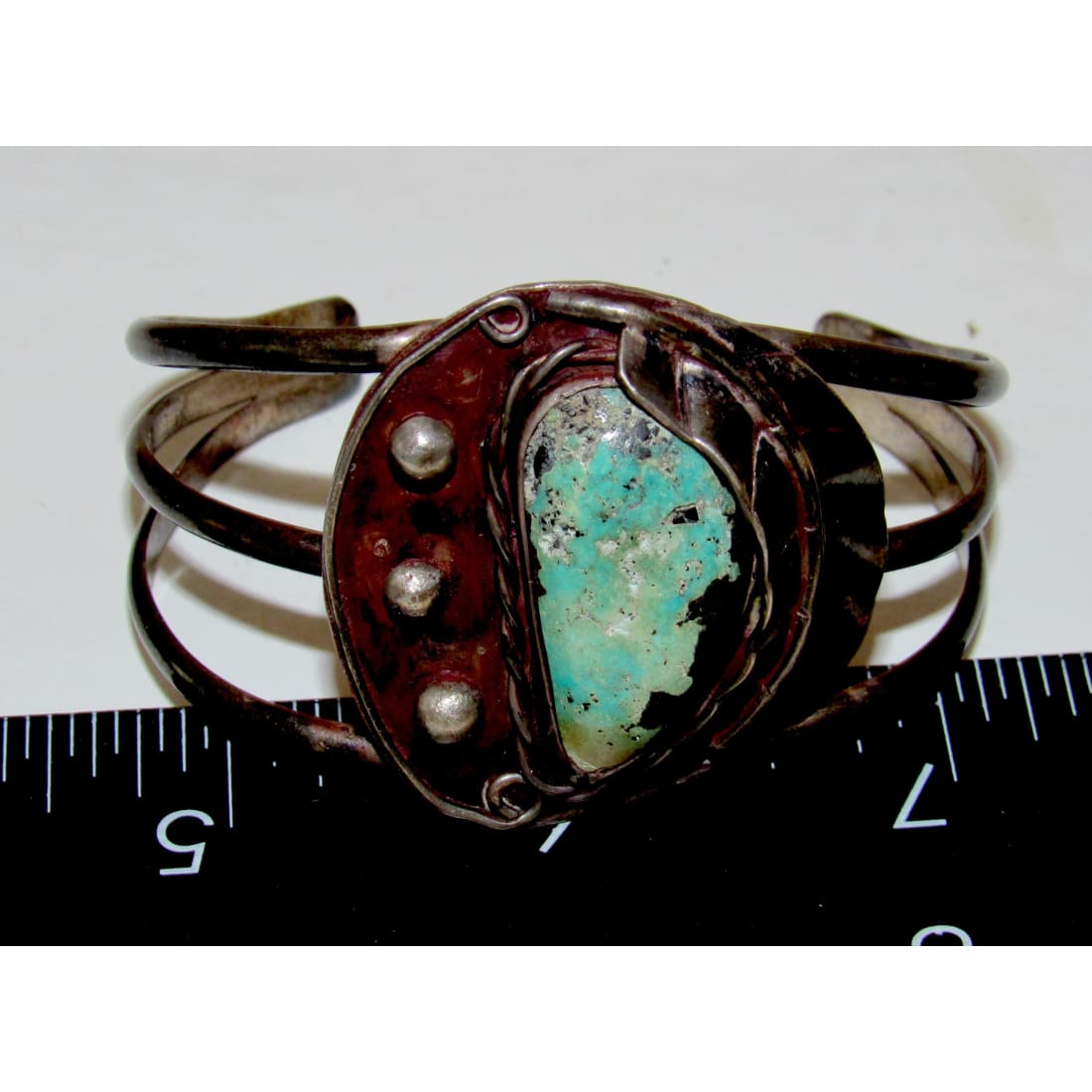 Old Pawn Navajo Cripple Creek Turquoise Bracelet Sterling Silver