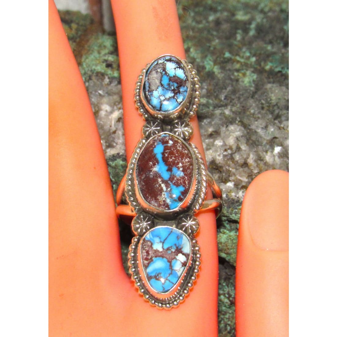 Navajo Golden Hills Turquoise Statement Ring Sz 8.5 Sterling Silver (Copy)