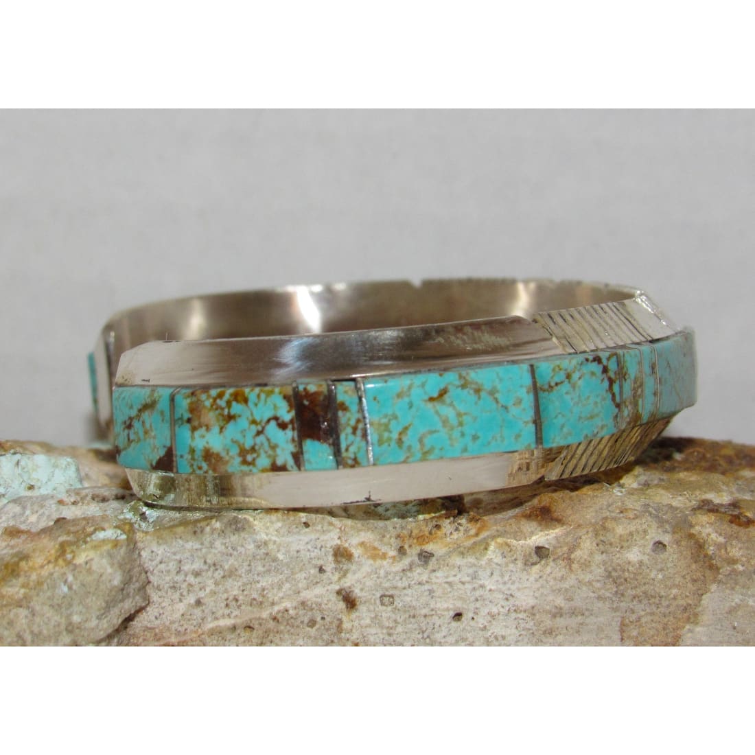 Navajo Number 8 Turquoise Inlay Cuff Bracelet Steve Francisco