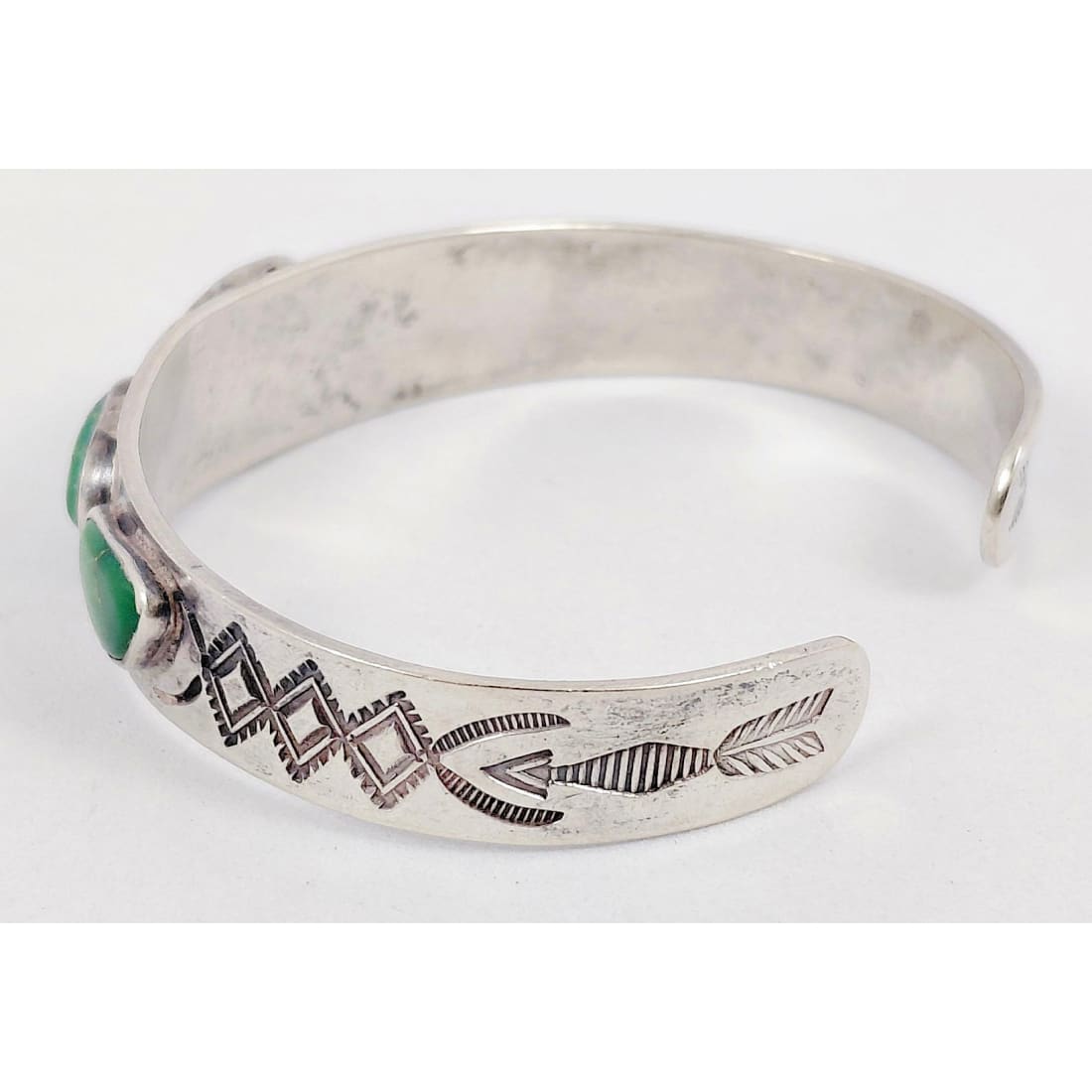 Vintage Navajo Fox Turquoise Cuff Bracelet Sterling Silver Old Pawn Signed