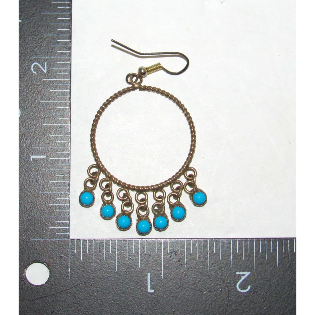 Vintage Zuni Snake Eye Turquoise Sterling Silver Dangle Earrings