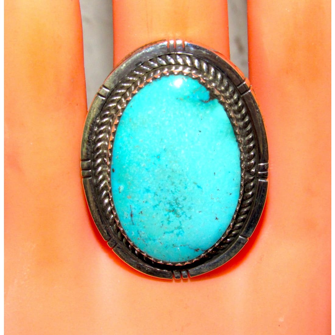 Massive Navajo Royston Turquoise Statement Ring Sz 10 Sterling Silver