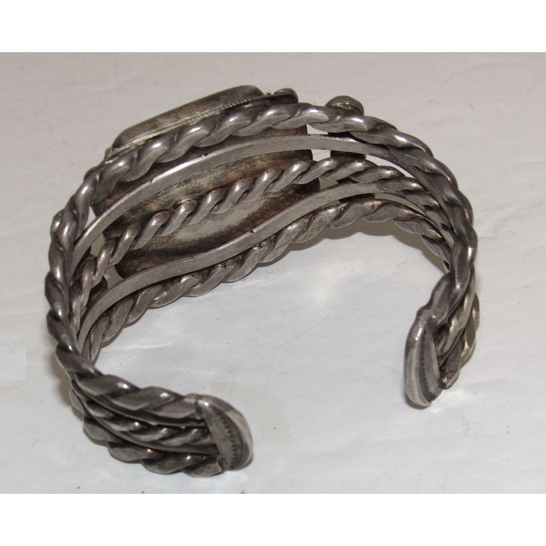 Massive Old Pawn Navajo Petrified Wood Cuff Bracelet Sterling Silver 75G