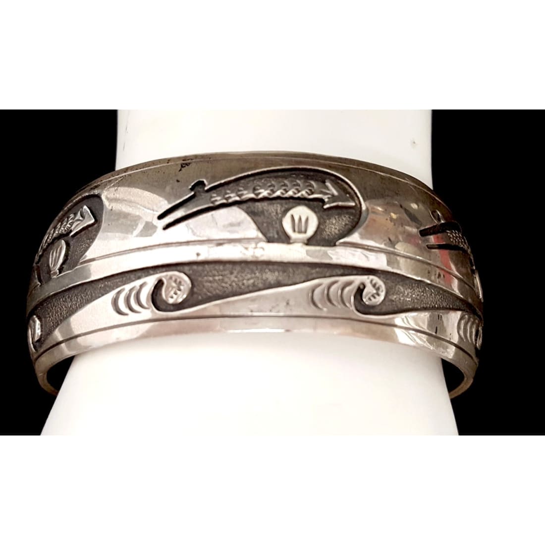 Vintage Navajo Sterling Silver Bear Paw Men Cuff Bracelet Kirby Nez 47g