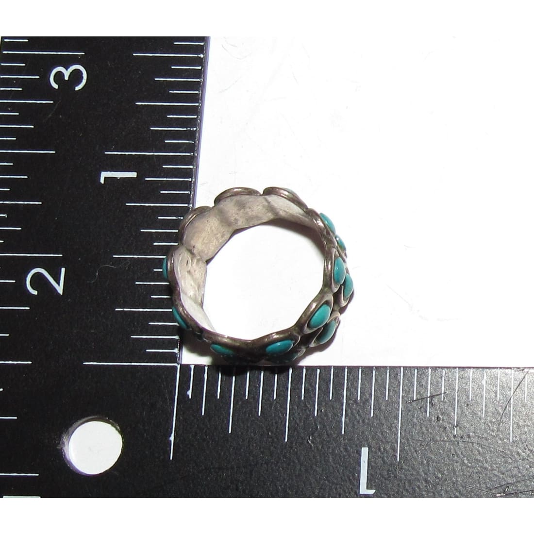 Vintage Southwest Sterling Silver Snake Eye Turquoise Ring Size 5 Pinky Ring