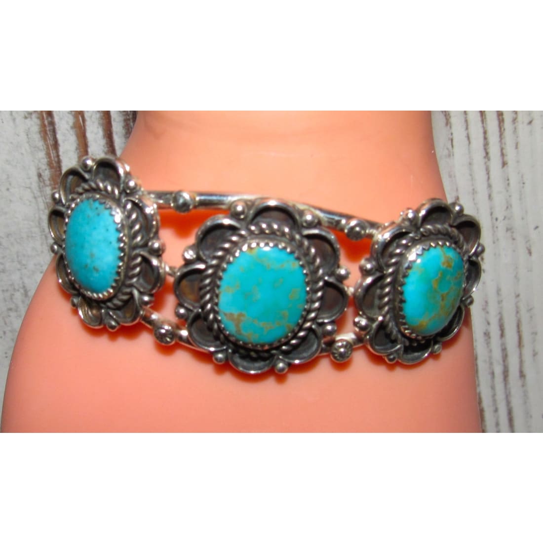 Navajo Royston Turquoise Sterling Cuff Bracelet Native American J Begay