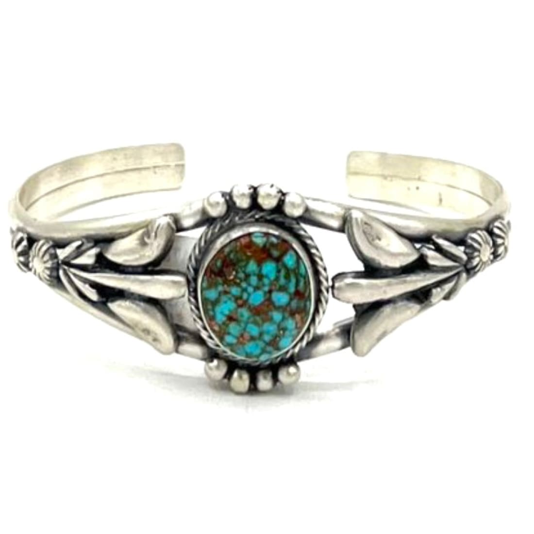 Navajo Number 8 Turquoise Stacker Cuff Sterling Hand Etched Bracelet B. Platero