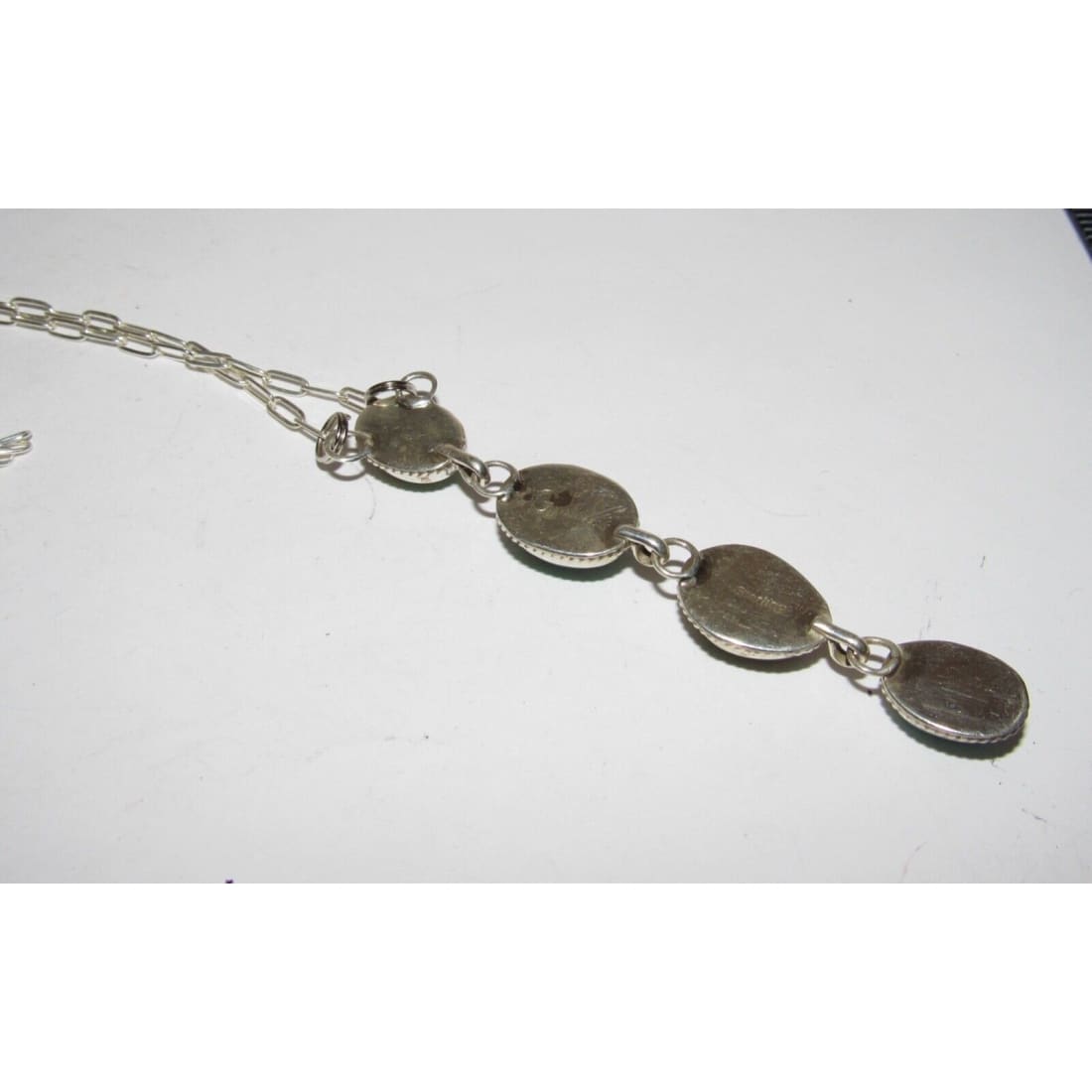 Navajo Royston Turquoise Small Lariat Necklace Sterling Silver G Jones