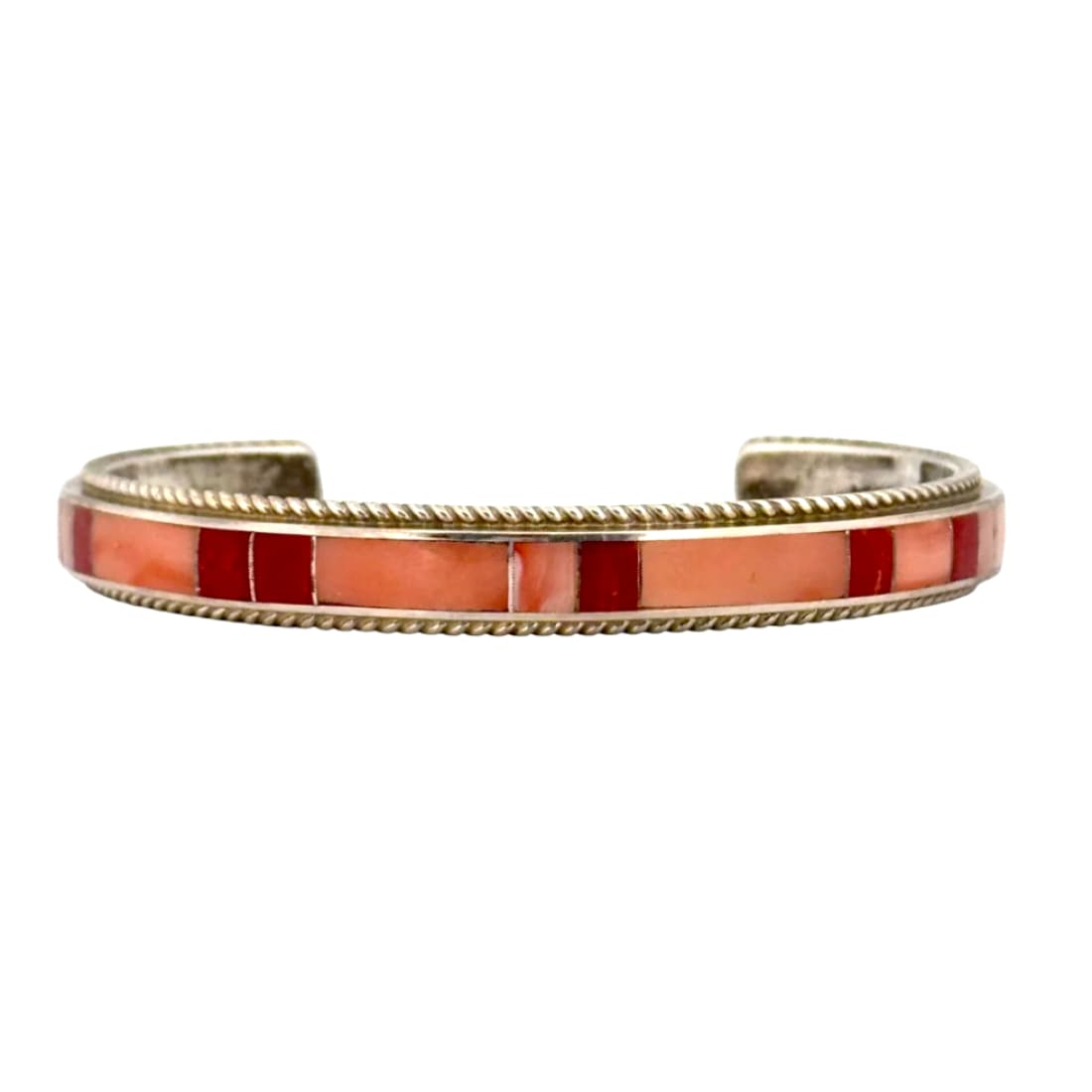 VTG Navajo Angel Skin Coral Cuff Bracelet Sterling Silver R. Begay