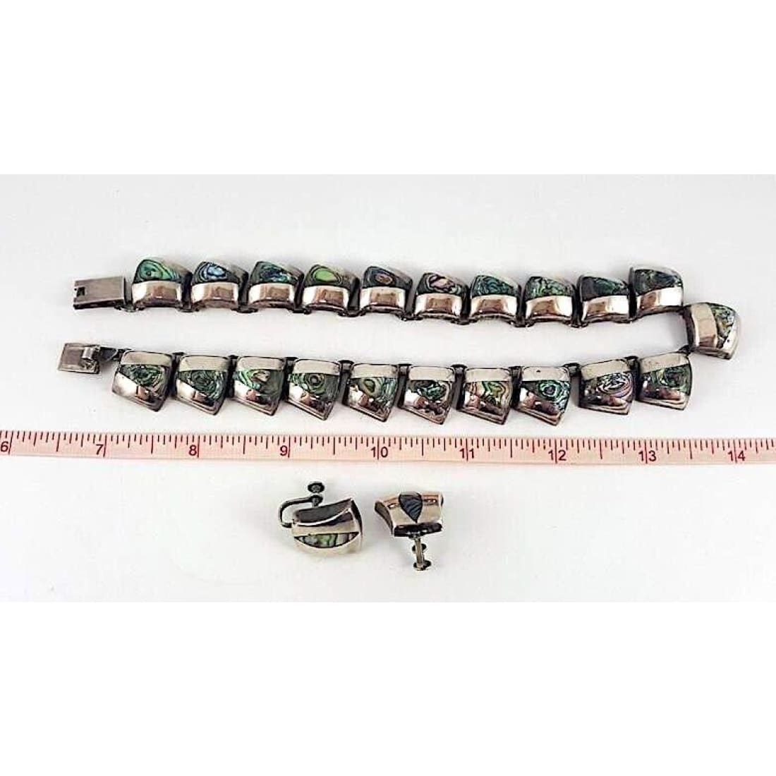 Early Taxco Mexico Sterling Silver & Abalone Shell Necklace