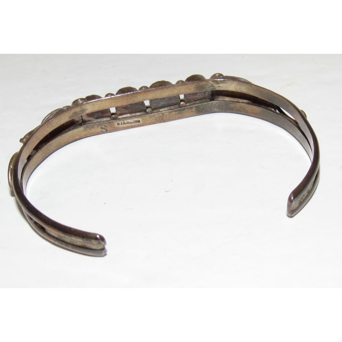 Vintage Navajo Kingman Turquoise Stacker Cuff Bracelet Sterling Silver