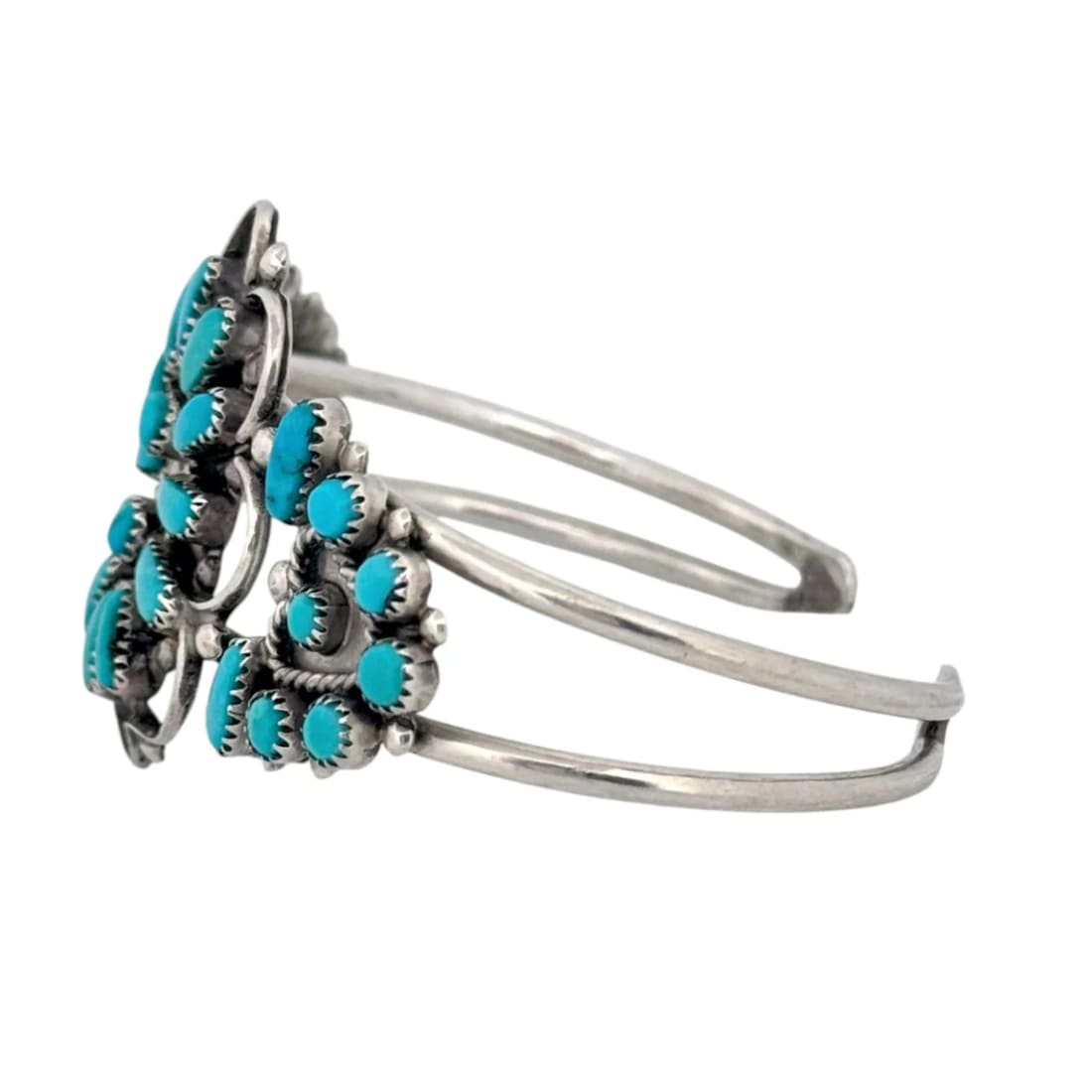 Vintage Zuni Snake Eye Turquoise Cuff Bracelet Sterling Silver Old Pawn