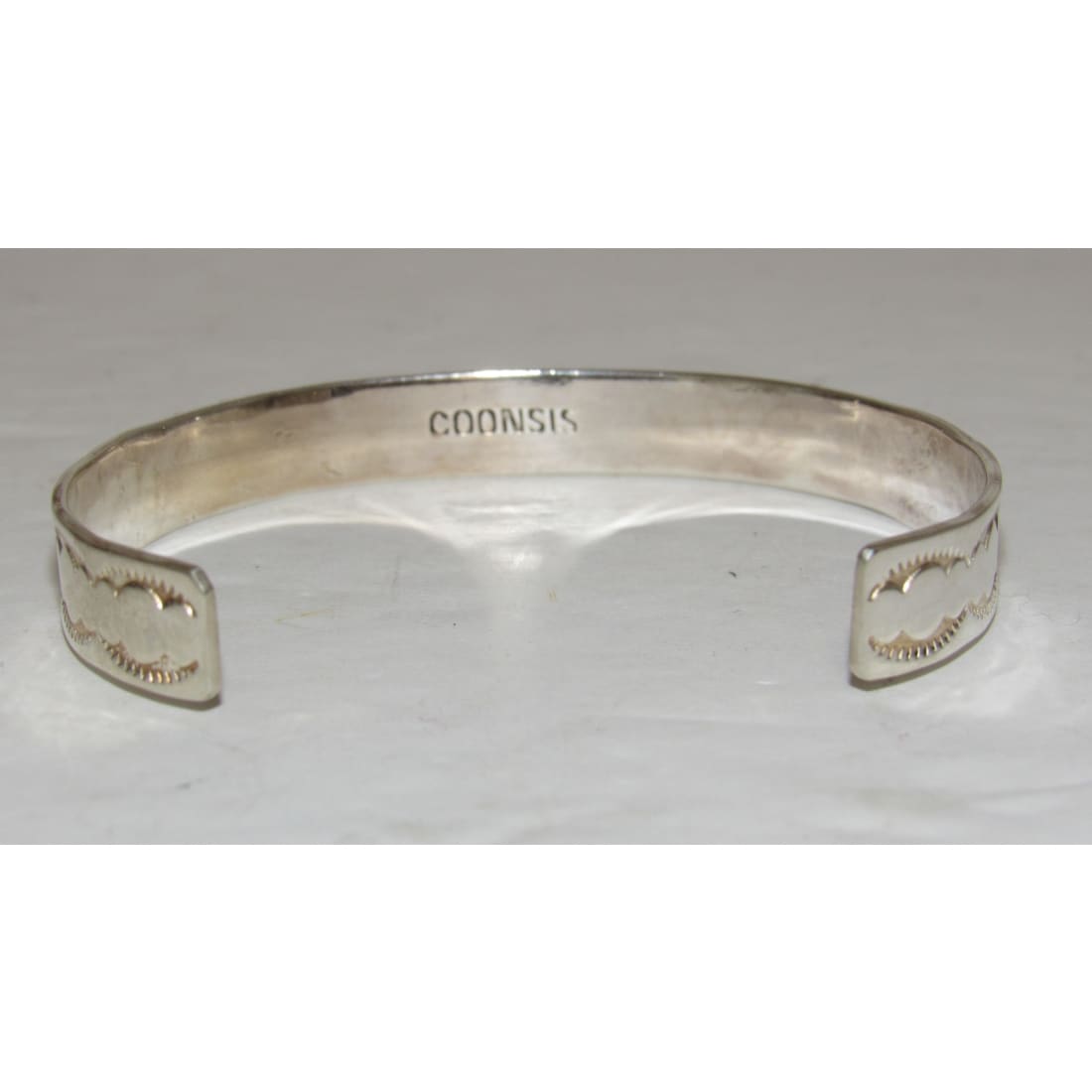 Zuni Coral Cuff Bracelet Sterling Silver Stacker Native American Coonsis