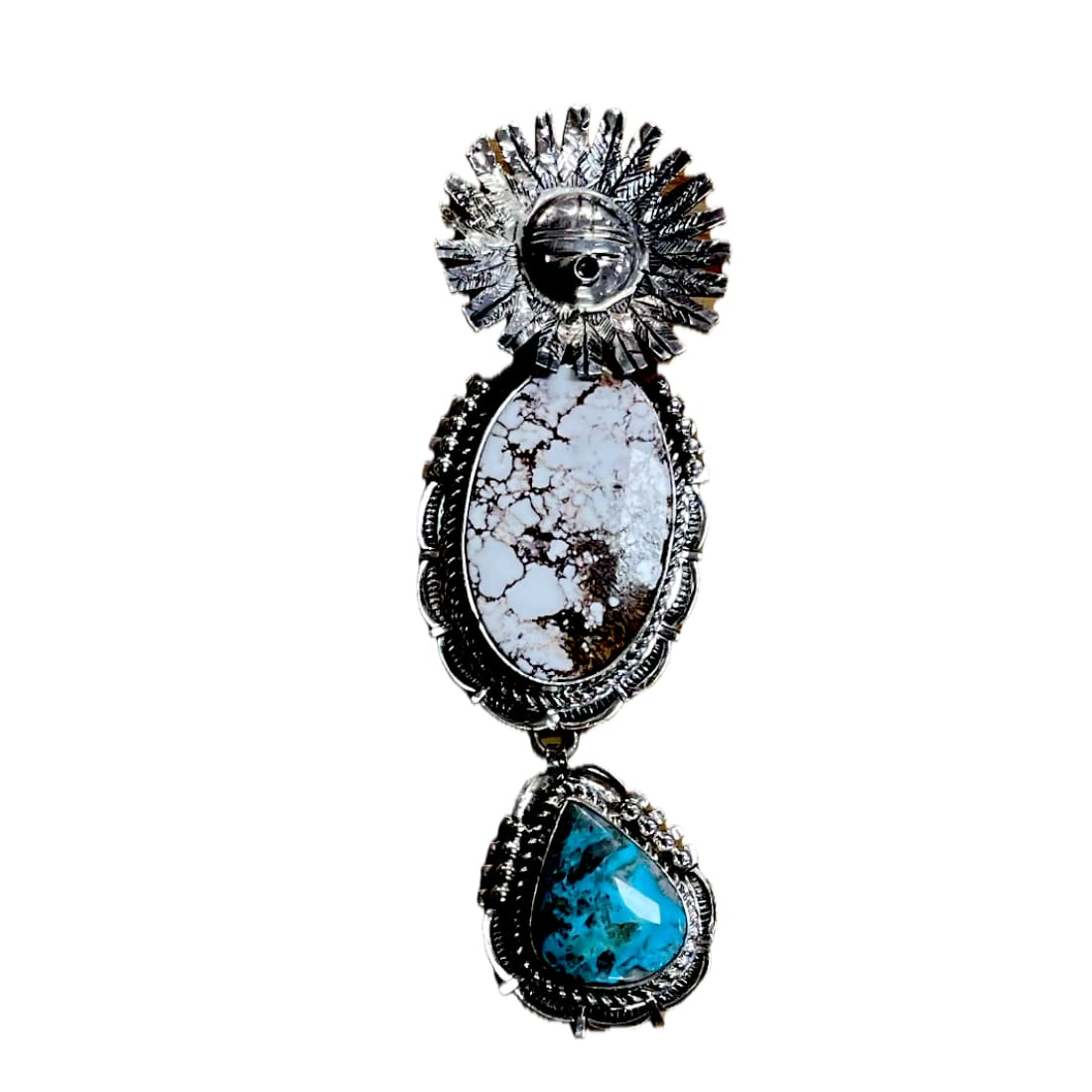 Massive Navajo Kachina Pendant Wild Horse Turquoise Sterling Bennie Ration