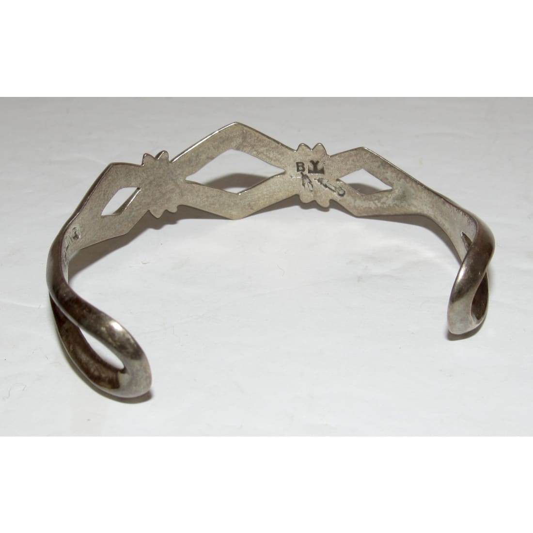 Vintage Navajo Sterling Silver Sand Cast Cuff Bracelet B. Yazzie