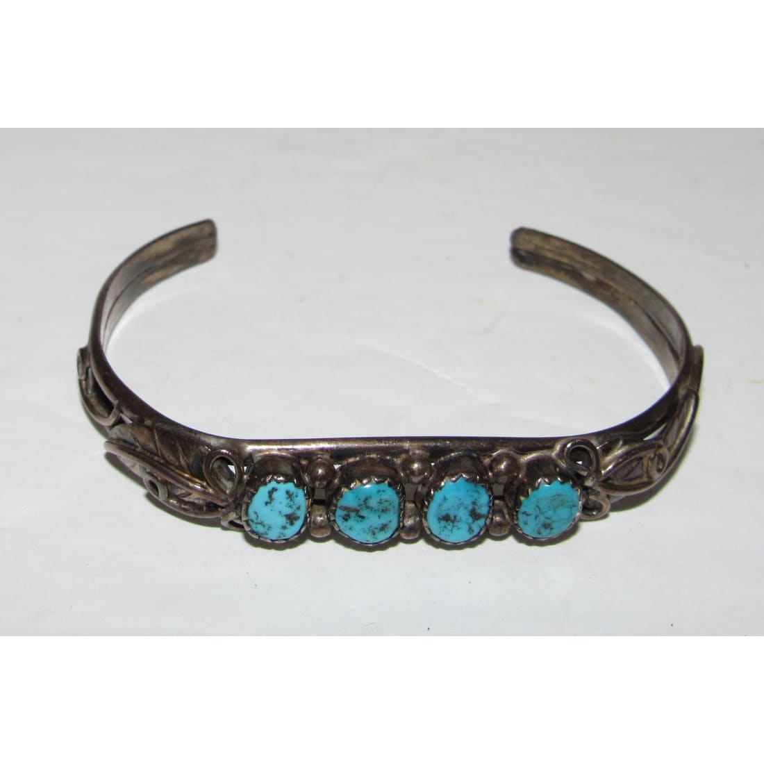 Vintage Navajo Kingman Turquoise Stacker Cuff Bracelet Sterling Silver