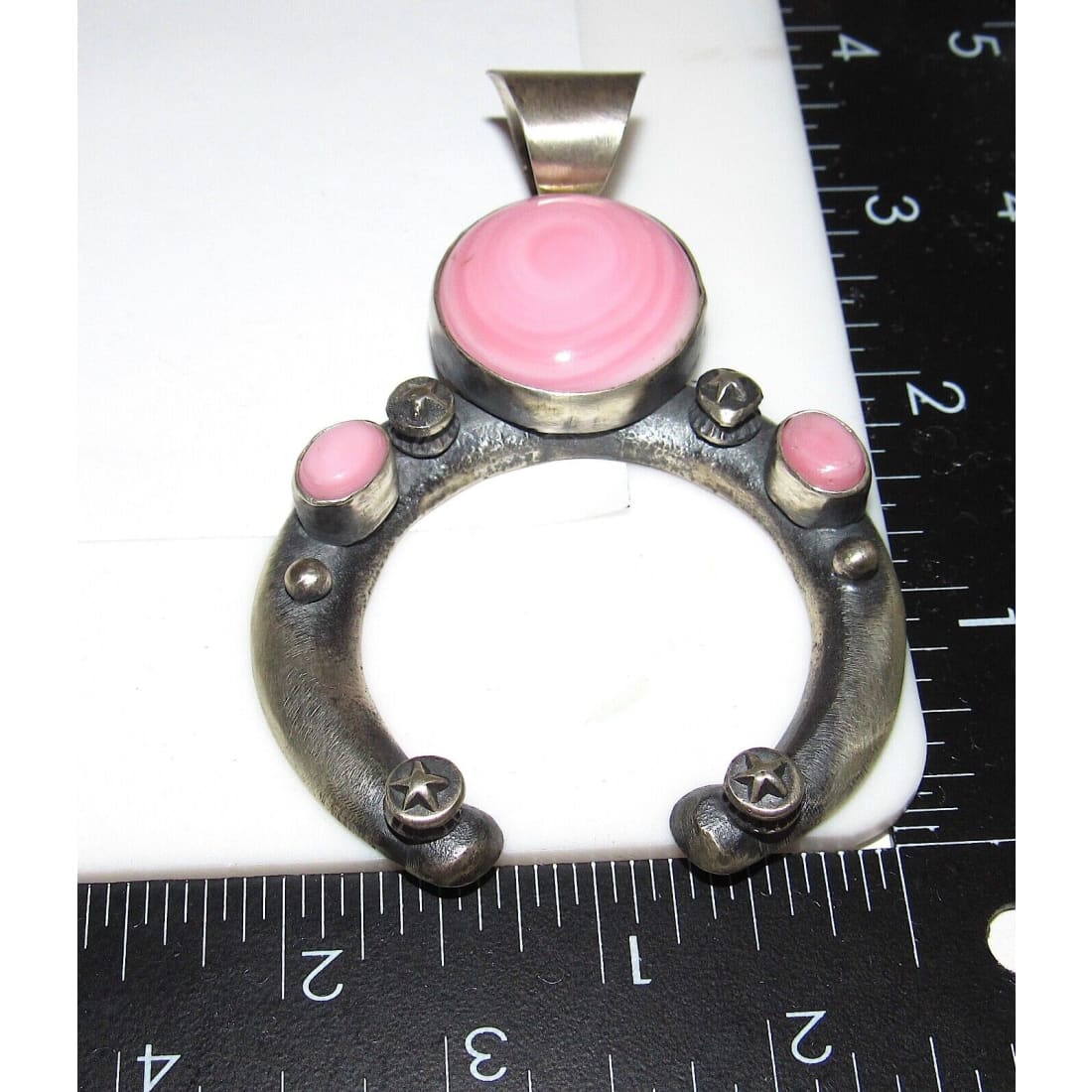 Massive Navajo Naja Pendant Pink Conch Shell Sand Cast