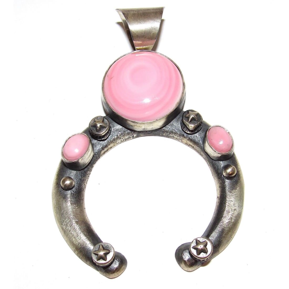 Massive Navajo Naja Pendant Pink Conch Shell Sand Cast