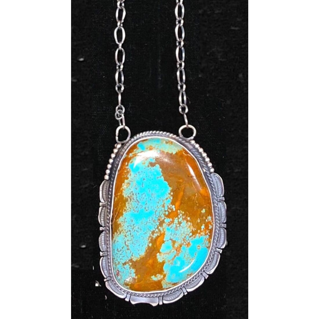 Massive Navajo Number 8 Turquoise Necklace Sterling Silver