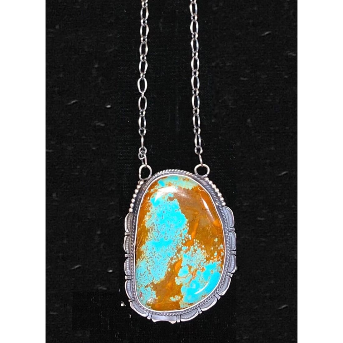 Massive Navajo Number 8 Turquoise Necklace Sterling Silver