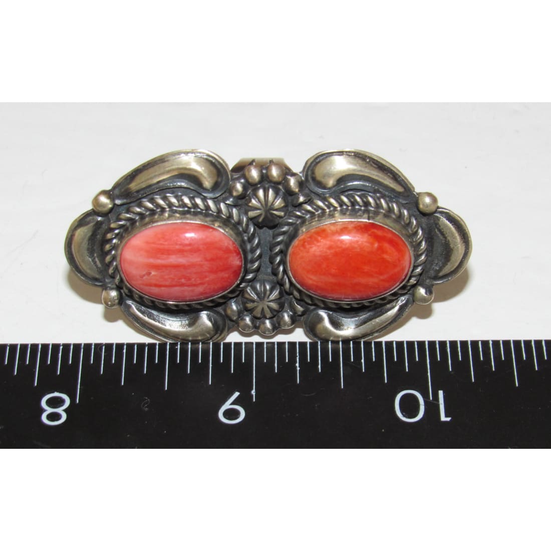 Massive Navajo Red Spiny Oyster Ring Sz 8 Sterling Silver J